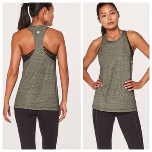 Lululemon Extra Mile Tank Heathered Dark Olive Sz 6